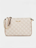 Bolsa Crossbody Nine West Monograma Crema con Cadena Dorada